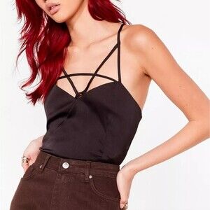 Nastygal, You Crossed My Mind Satin Crop Top - S